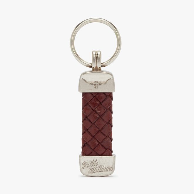 RM Williams - Plaited Key Ring - Brown - Nickel Tone Fittings