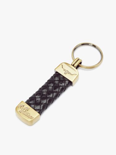 Plaited Keyring - Brass Tone Fittings - Black