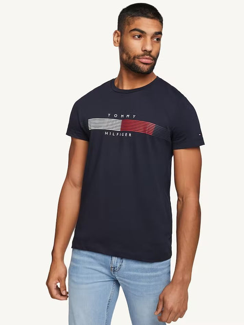 Corporate Chest Stripe Graphic Tee - Desert Sky