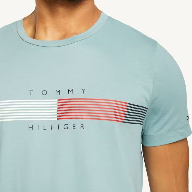 Tommy Hilfiger - Chest Corporate Stripe Graphic Tee - Lofty Blue