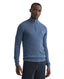 Cotton Pique Half Zip Pullover - Denim Blue