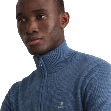 Gant_Cotton_Pique_Half_Zip_Sweater_Denim_Blue