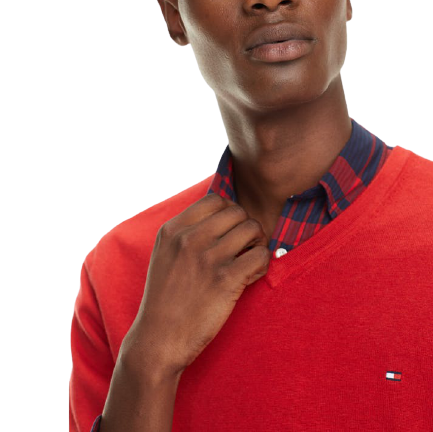 Tommy Hilfiger - Cotton Silk V Neck Sweater - Red