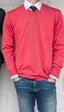 Fine Weight Merino Wool V-Neck Pullover - Raspberry