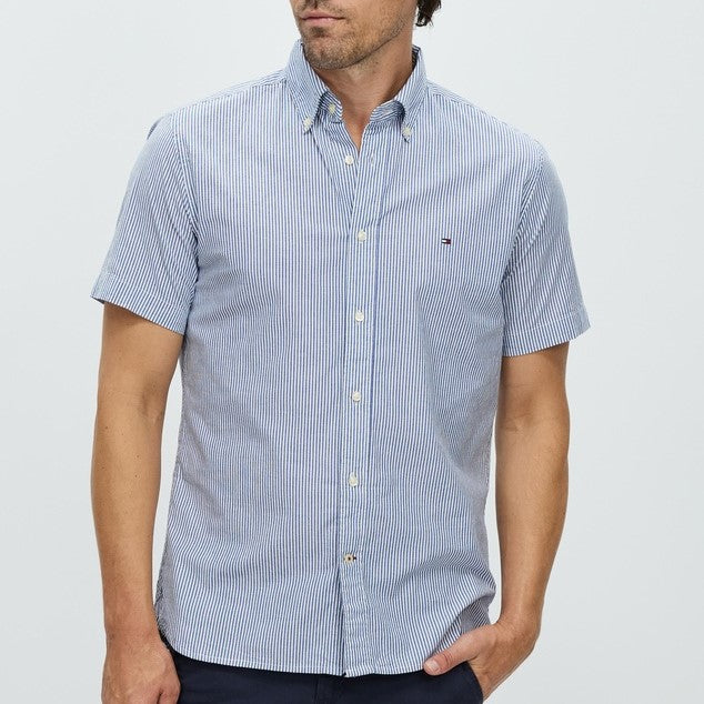 Tommy Hilfiger - Flex Poplin Shirt - Striped - Bold Blue & White