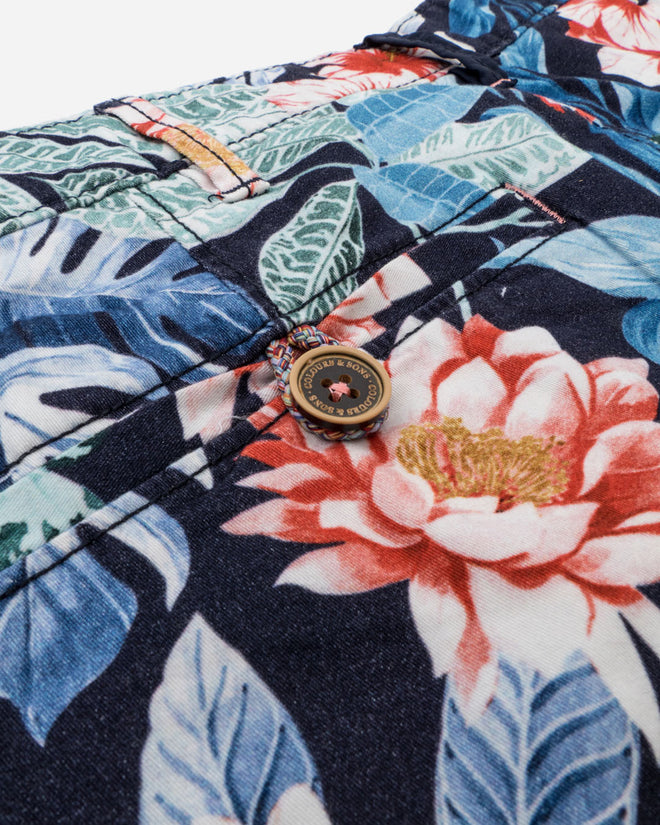 Stretch Cotton Twill Shorts - Colourful Flowers