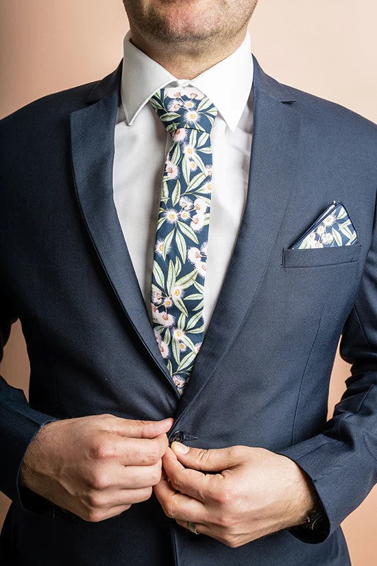Cotton Tie - Flowering Gum Blue