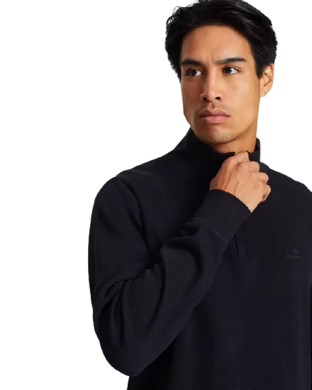 Sacker Rib Half Zip Collar Sweater - Navy
