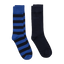 Gant 2 pack barstrip and solid socks - College Blue