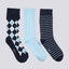 GANT - Argyle Socks - 3 pack - Marine Blue, Light Blue