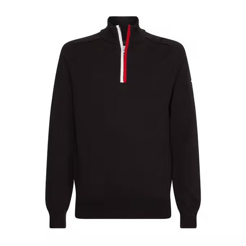 Global Stripe Half Zip Neck Pullover - Black