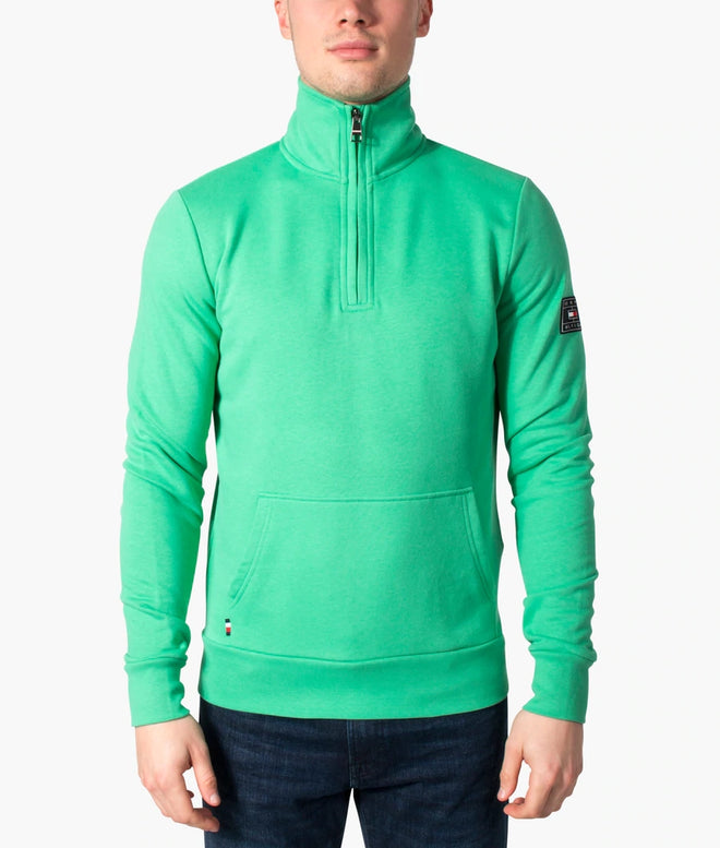 Tommy Half Zip Through Sweatshirt - Aloha Green