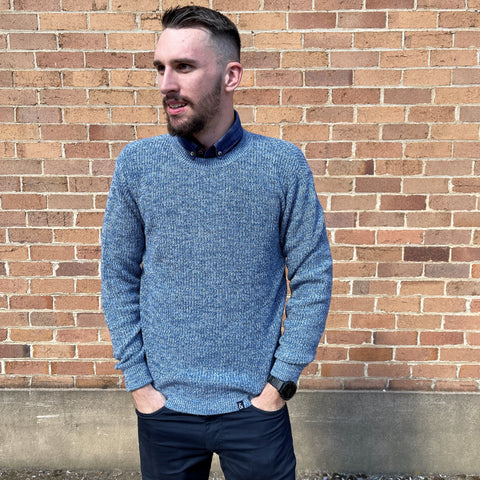 Colours & Sons Crew Neck Ribbed Pullover - Blue