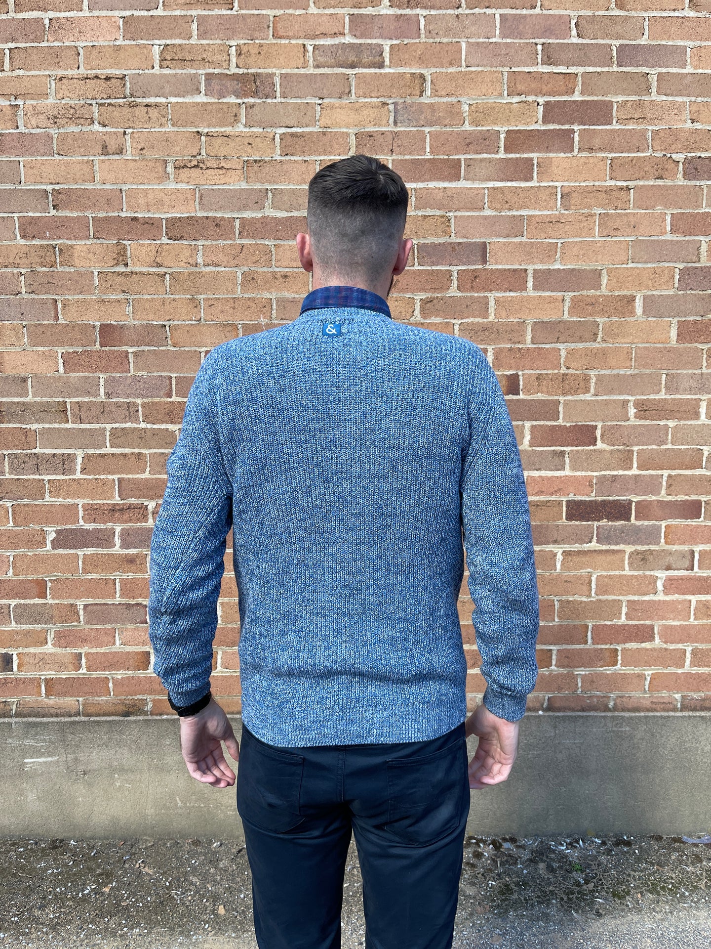 Colours & Sons - Crew Neck Ribbed Pullover - Blue