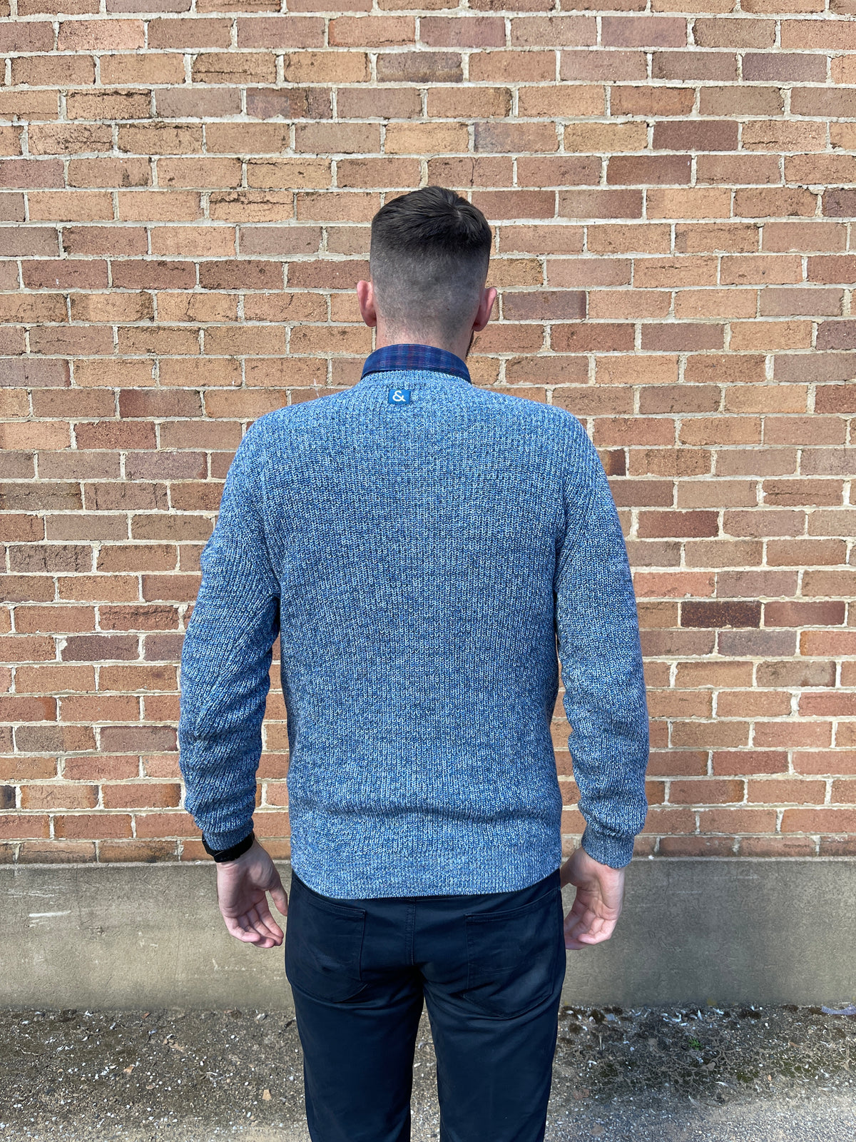 Colours & Sons - Crew Neck Ribbed Pullover - Blue
