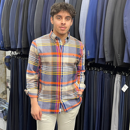 Tommy Hilfiger - Check Shirt - Multi colour - Bone, Navy, orange