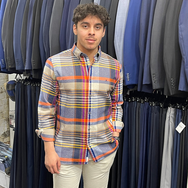 Tommy Hilfiger - Check Shirt - Multi colour - Bone, Navy, orange
