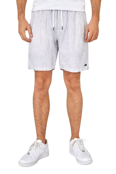 The Belleview Linen Short - Blue and White Stripe