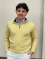 Half Zip Merino Wool/Cashmere Pullover - Straw Yellow