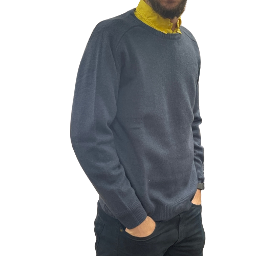 Ansett Lambswool Crew Neck Jumper - Denim