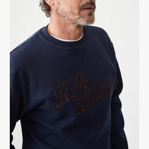 RM Williams - Script Crew Neck  Fleece - Navy