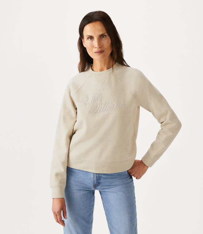 RMW Womens Script Crew Neck Fleece - Sand