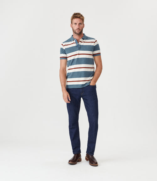 Rokewood Polo - Striped - Blue, Cream, Chestnut