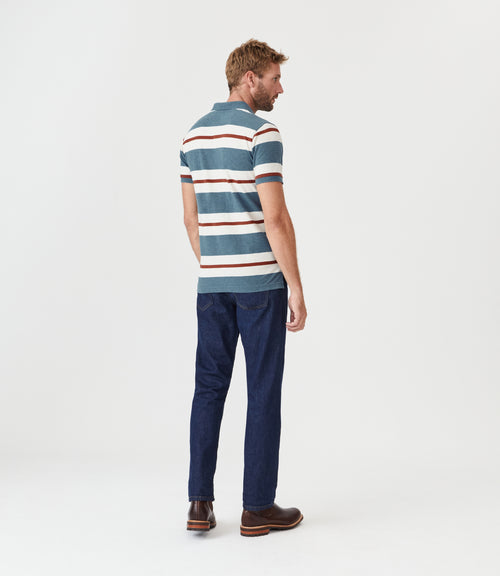 Rokewood Polo - Striped - Blue, Cream, Chestnut