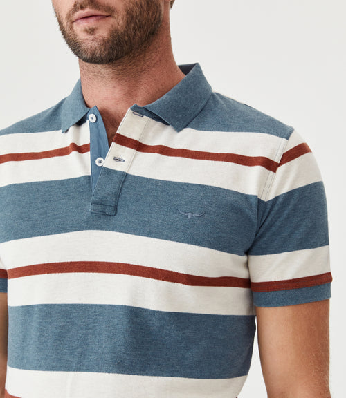 Rokewood Polo - Striped - Blue, Cream, Chestnut