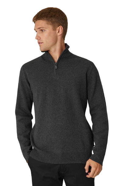 Industrie - The Lakewood Zip Neck Jumper - Charcoal