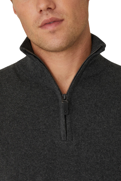 Industrie - The Lakewood Zip Neck Jumper - Charcoal