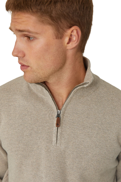 Industrie - The Lakewood Zip Neck Jumper - Wheat