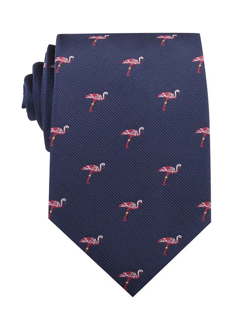 OTAA - Flamingo Tie - Navy Blue with Pink Flamingoes