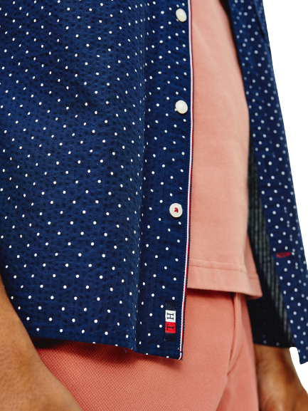 Short Sleeve Dot Shirt - Navy with White Dots