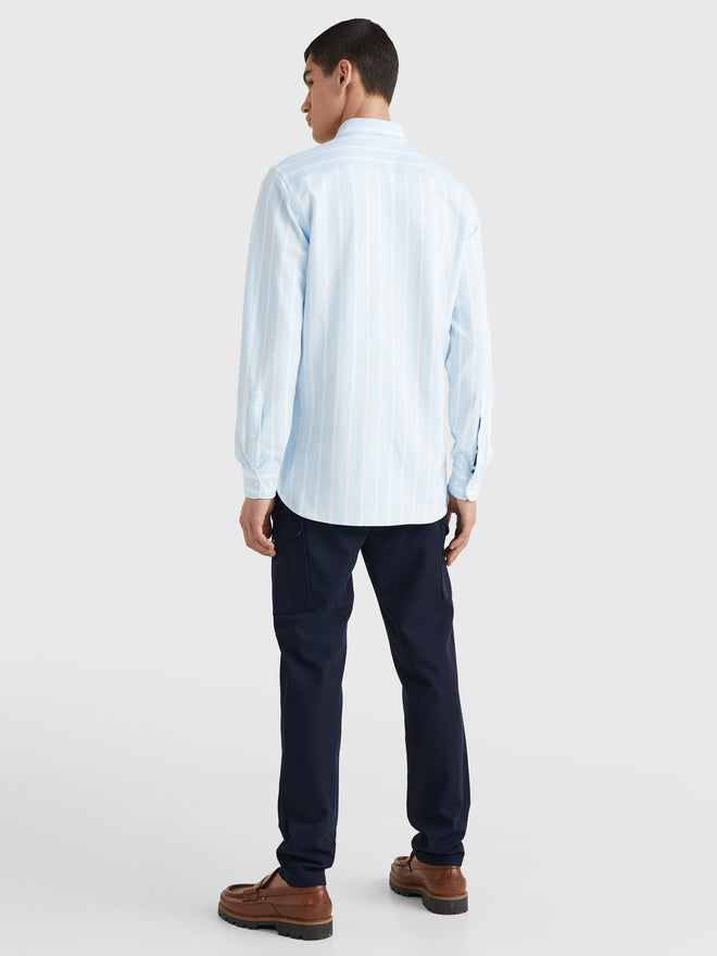 Knit Shirt - Stripe - Light Blue and White