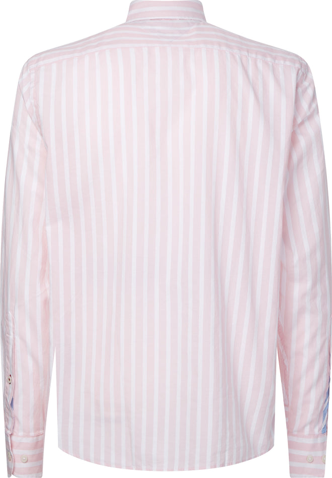 Poplin Shirt - Stripe - Pink and White