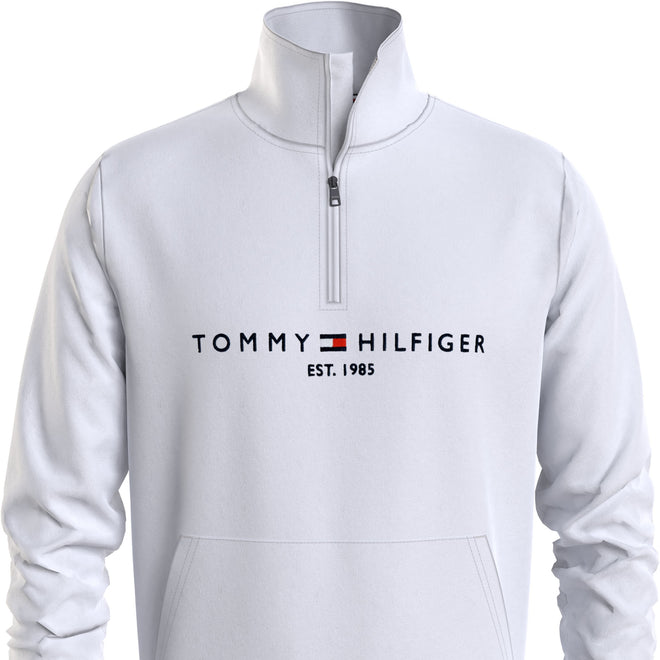 Tommy Hilfiger Logo Zip Mockneck Sweatshirt - White