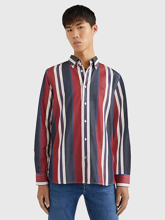 Multicolour Stripe Regular Fit Shirt - Regatta Red/Desert Sky