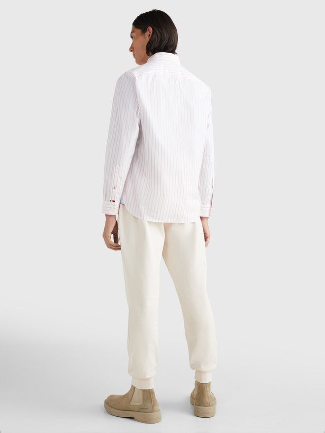 Poplin Stripe Shirt - Classic Pink & White