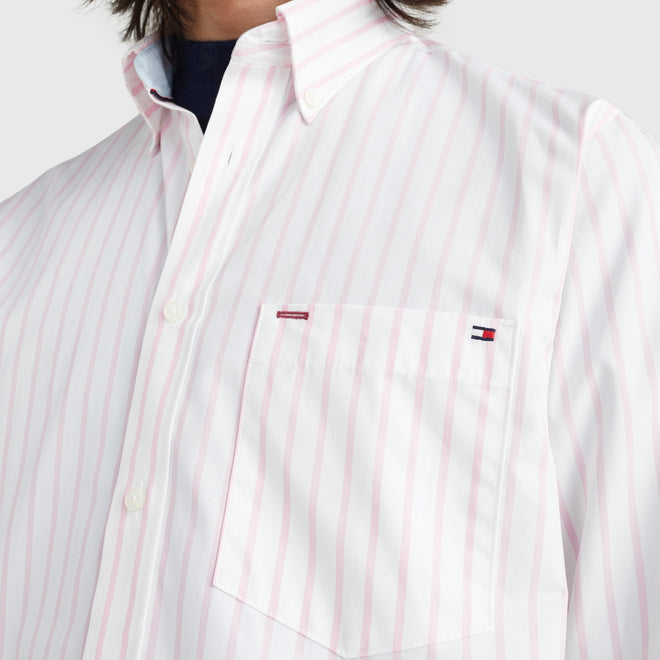Tommy Hilfiger - Poplin Stripe Shirt - Classic Pink & White