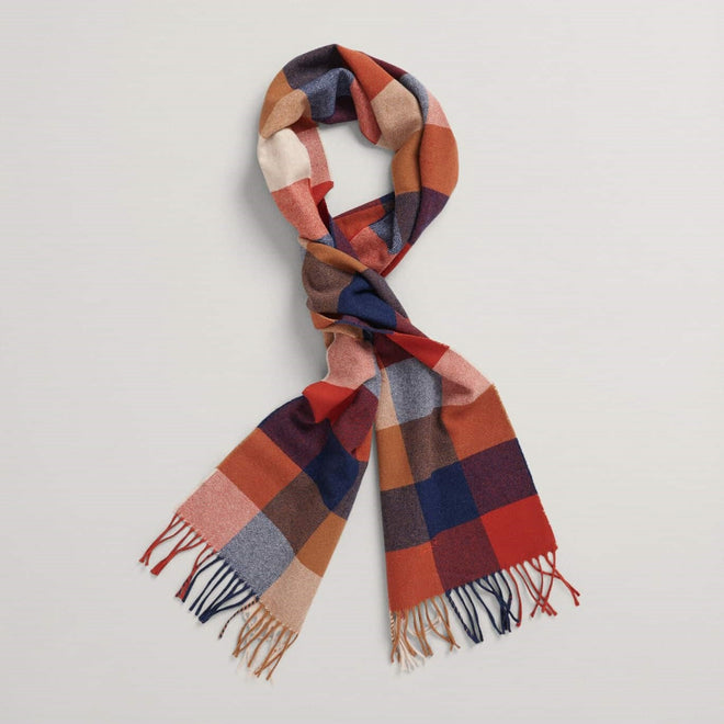 GANT - Mulit Check Wool Scarf - Golden Orange