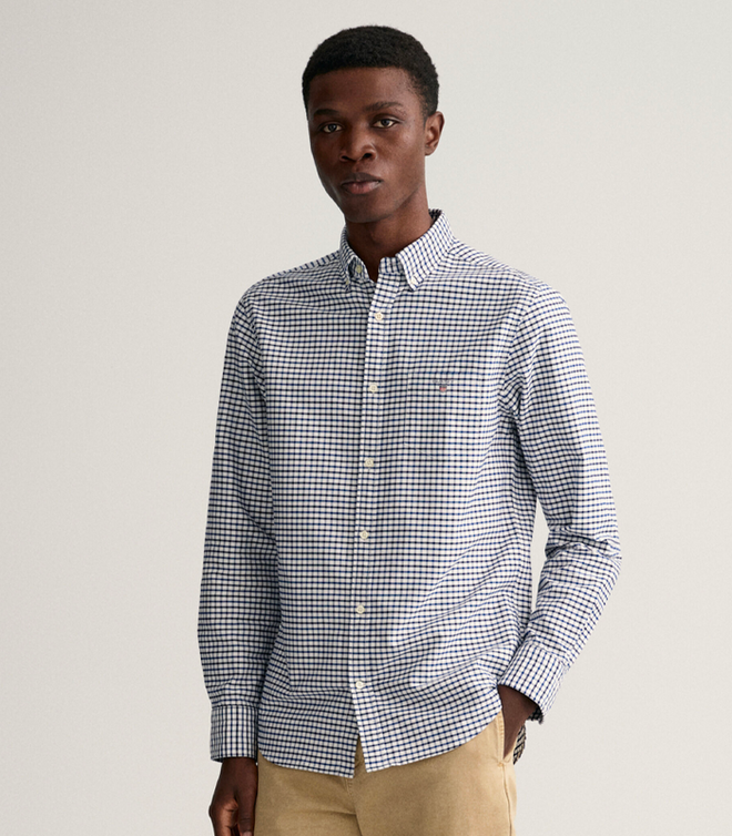 Oxford Shirt - Check - Deep Blue & White