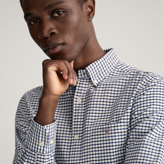 GANT - Oxford Tattersall Shirt - Check - Deep blue & white