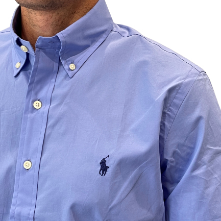 Short Sleeve Poplin Shirt - Blue