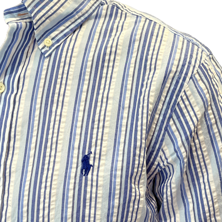 Short Sleeve Stripe Shirt - Blue & White