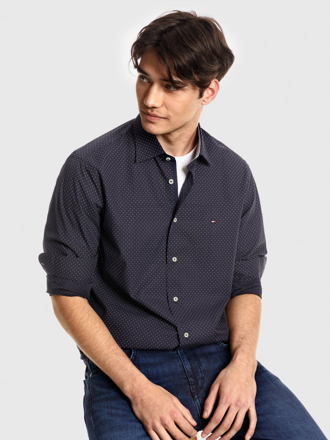 Polka Dot Shirt - Navy Iris/White