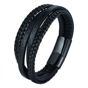 Avenel - Raider Leather Wristband - Black