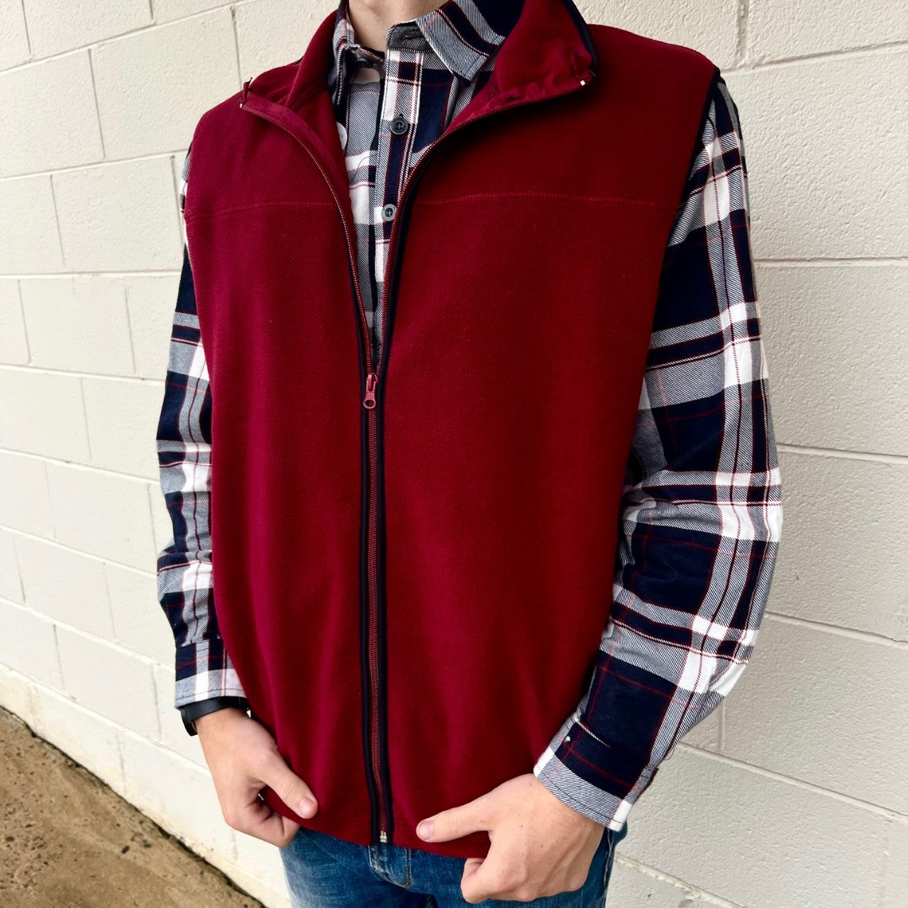 Polar Fleece Vest  - Wine