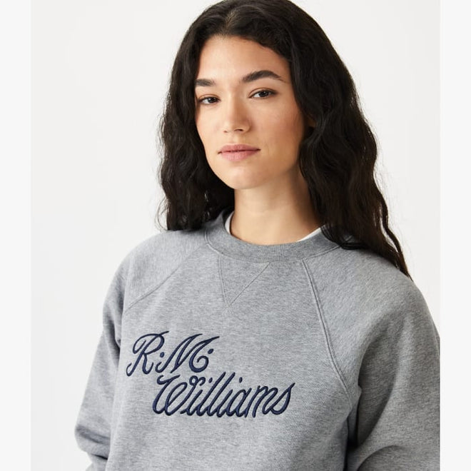 RM Williams - RMW Womens Script Crew  - Grey Blue