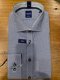 Abelard Long Sleeve Business Shirt - Geormetric print - Navy & White